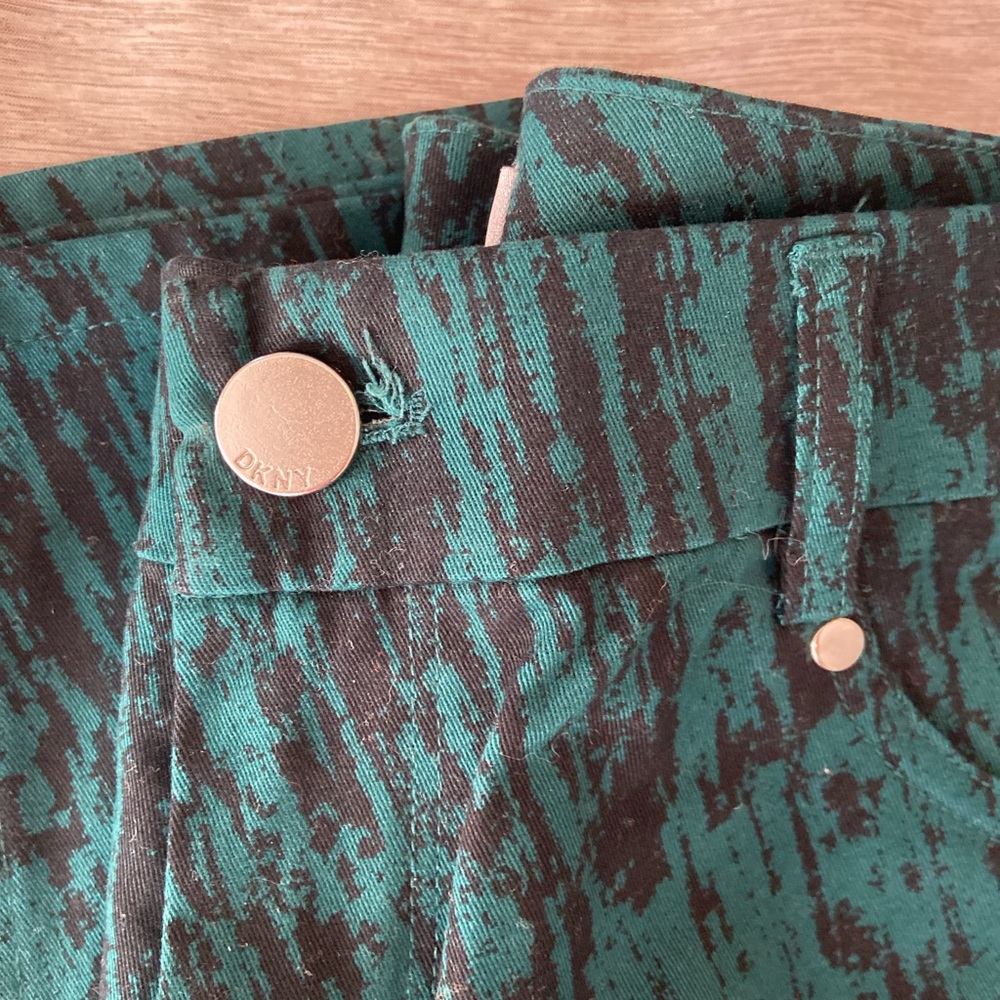 DKNY Teal and Black Abstract Print Trousers - Picture 4 of 7